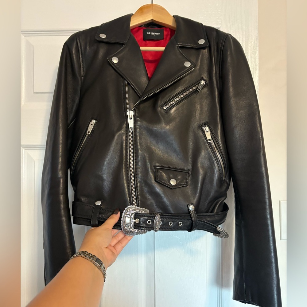 The Kooples lamb skin Leather Jacket, eu size 2/uk 10